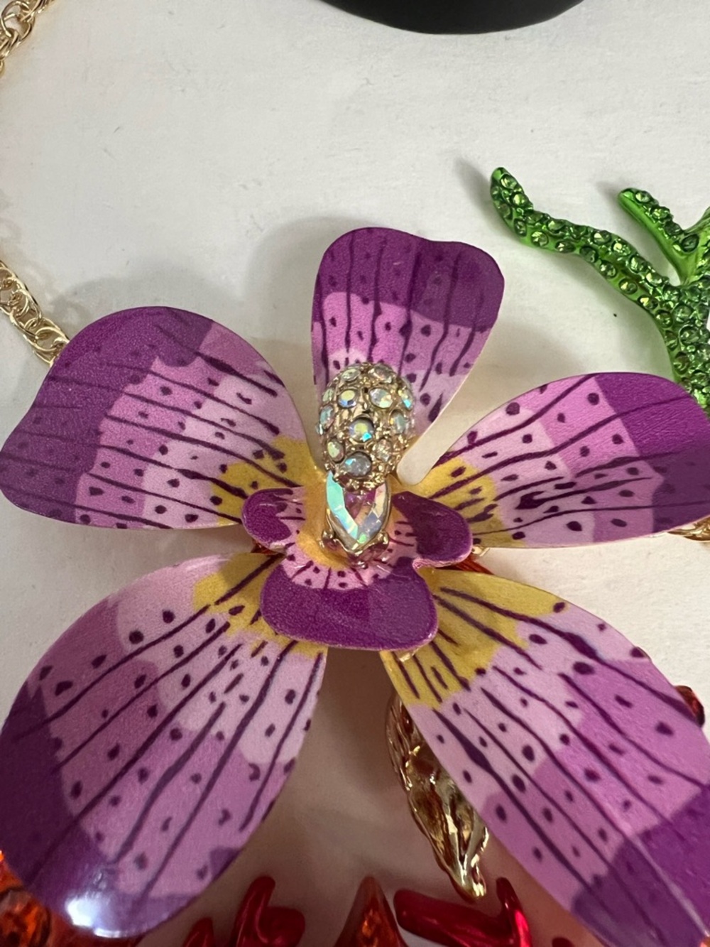 Betsey Johnson Purple, Pink & Orange Lobster Flower Pendant Necklace - Picture 6 of 16